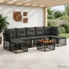 Ensemble de canapés d'extérieur 8 pcs Noir et Gris foncé 636503636503