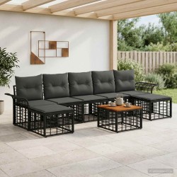 Ensemble de canapés d'extérieur 8 pcs Noir et Gris foncé 636507636507