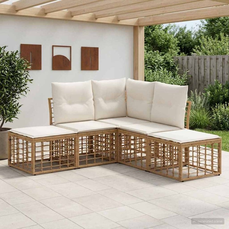 Ensemble de canapés d'extérieur Naturel Polyester 636512636512