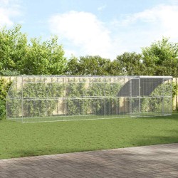 Cage à poules 4 pcs Argenté 800 x 200 x 200 cm Acier et PE 636521636521