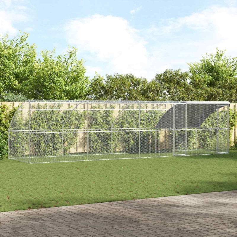 Cage à poules 4 pcs Argenté 800 x 200 x 200 cm Acier et PE 636521636521