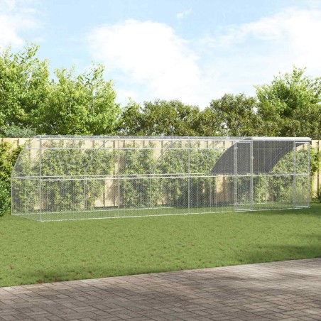 Cage à poules 4 pcs Argenté 800 x 200 x 200 cm Acier et PE 636521636521