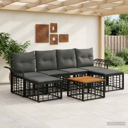 Ensemble de canapés d'extérieur 7 pcs Noir et Gris foncé 636522636522
