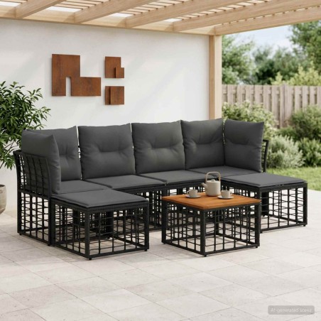 Ensemble de canapés d'extérieur 7 pcs Noir et Gris foncé 636524636524