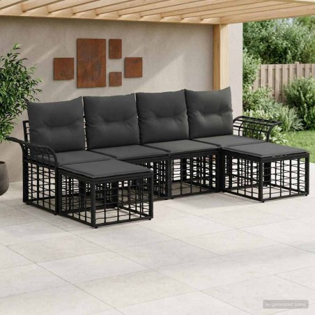 Ensemble de canapés d'extérieur 6 pcs Noir et Gris foncé 636525636525