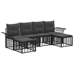 Ensemble de canapés d'extérieur 6 pcs Noir et Gris foncé 636525636525