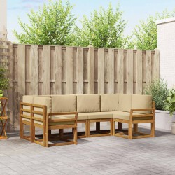 Ensemble de canapés d'extérieur 6 pcs Naturel et Beige 636530636530