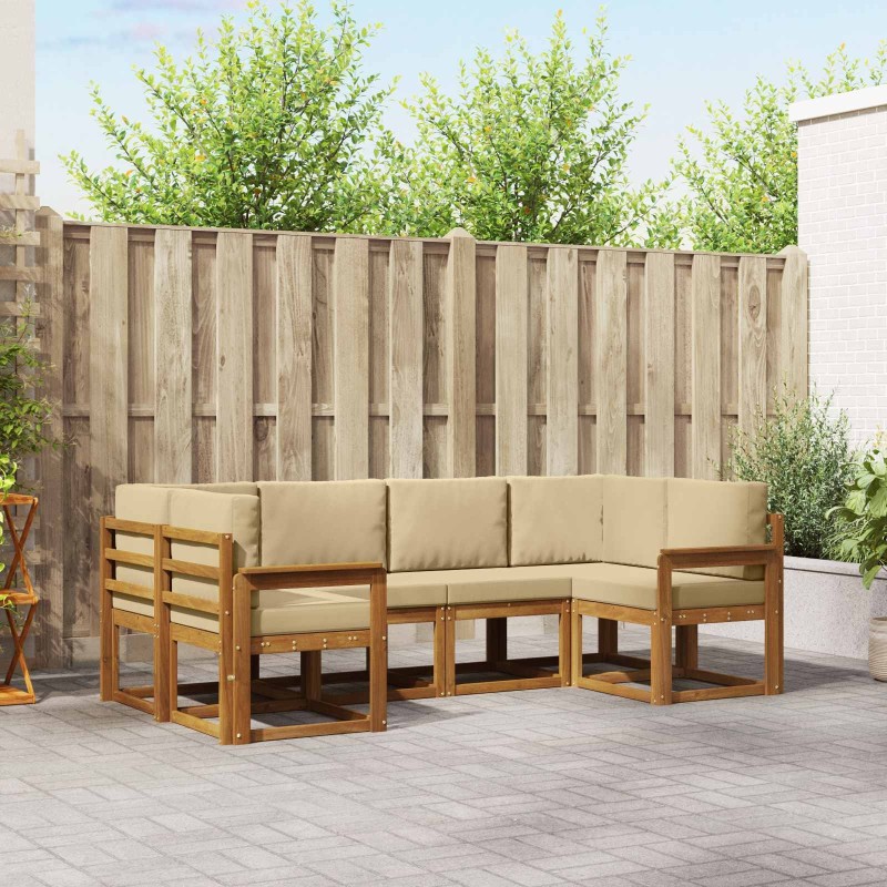Ensemble de canapés d'extérieur 6 pcs Naturel et Beige 636534636534