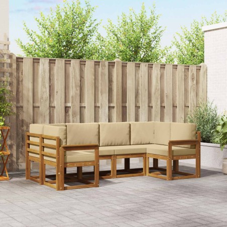 Ensemble de canapés d'extérieur 6 pcs Naturel et Beige 636534636534