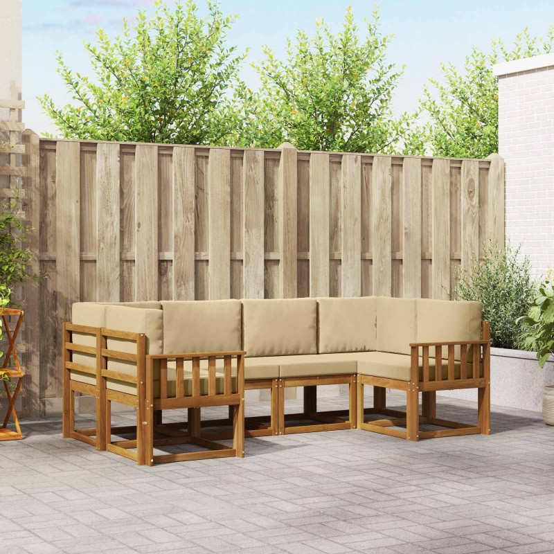 Ensemble de canapés d'extérieur 6 pcs Naturel et Beige 636535636535