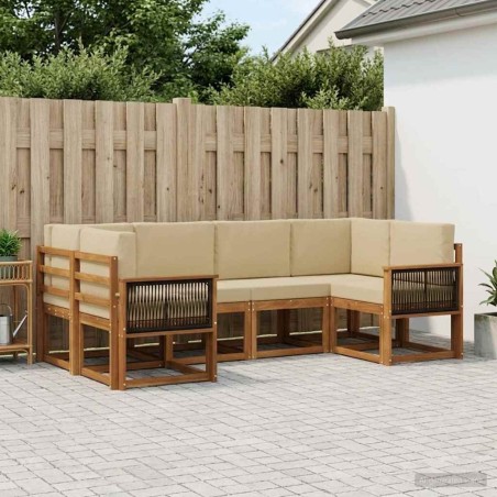Ensemble de canapés d'extérieur 6 pcs Naturel et Beige 636536636536