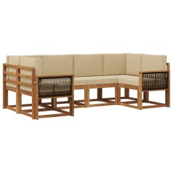 Ensemble de canapés d'extérieur 6 pcs Naturel et Beige 636536636536