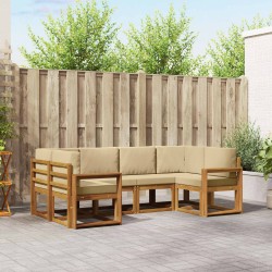 Ensemble de canapés d'extérieur 6 pcs Naturel et Beige 636537636537