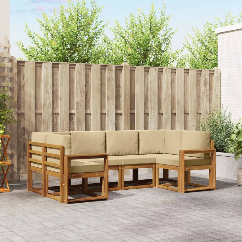 Ensemble de canapés d'extérieur 6 pcs Naturel et Beige 636537636537
