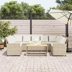 Canapé de jardin avec coussins beige résine tressée 636542636542