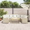 Canapé de jardin avec coussins beige résine tressée 636542636542