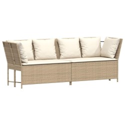 Canapé de jardin avec coussins beige résine tressée 636542636542