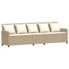 Canapé de jardin avec coussins beige résine tressée 636542636542