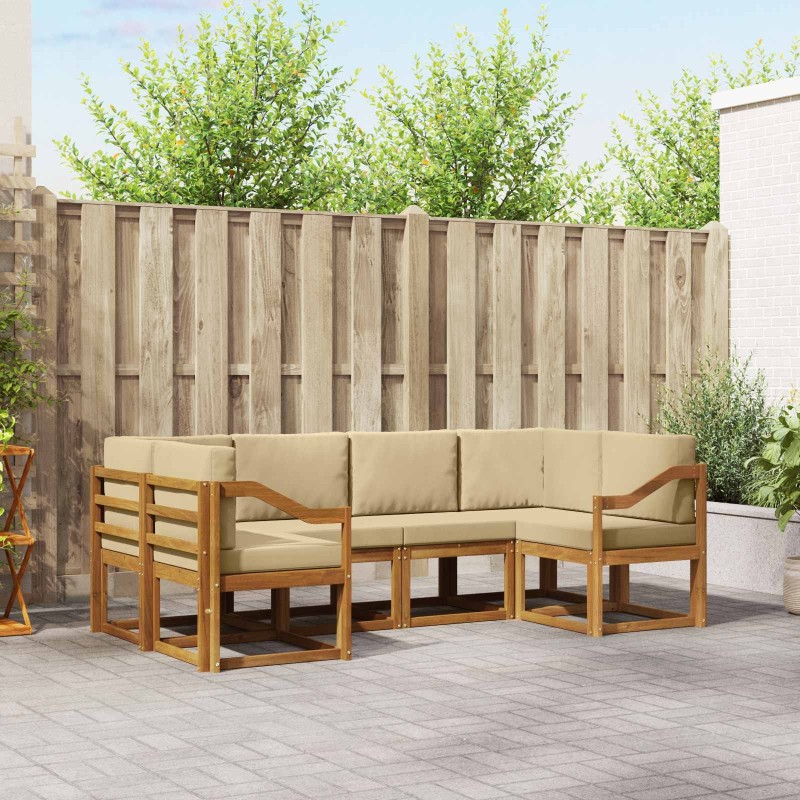 Ensemble de canapés d'extérieur 6 pcs Naturel et Beige 636543636543