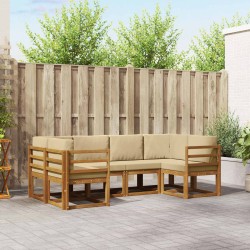 Ensemble de canapés d'extérieur 6 pcs Naturel et Beige 636544636544