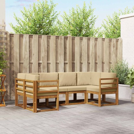 Ensemble de canapés d'extérieur 6 pcs Naturel et Beige 636544636544