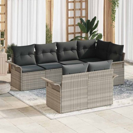 Ensemble de canapé de jardin 7 pcs Gris clair Poly rotin 636561636561