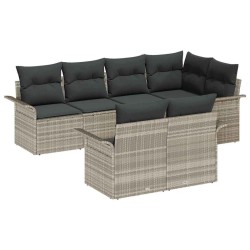 Ensemble de canapé de jardin 7 pcs Gris clair Poly rotin 636561636561