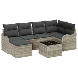 Ensemble de canapé de jardin 7 pcs Gris clair polyrotin 636563636563