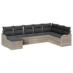 Ensemble de canapé de jardin 8 pcs Gris clair Poly rotin 636564636564
