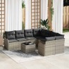 Ensemble de canapé de jardin 9 pcs Gris clair polyrotin 636565636565