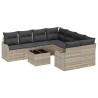 Ensemble de canapé de jardin 9 pcs Gris clair polyrotin 636565636565