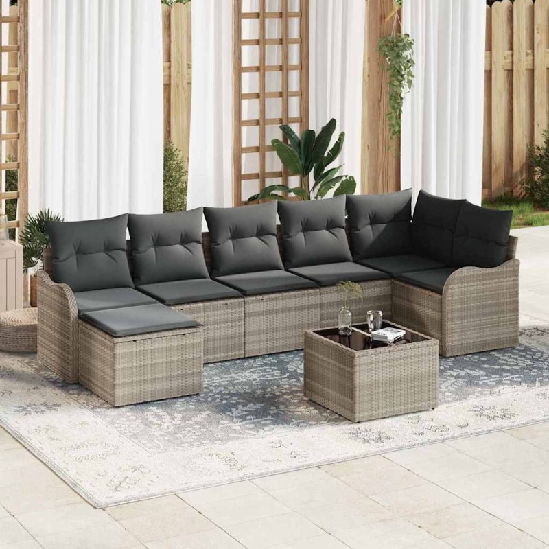 Ensemble de canapé de jardin Gris clair polyrotin 636575636575