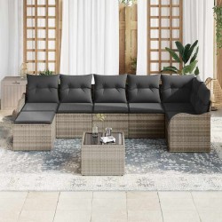 Ensemble de canapé de jardin Gris clair polyrotin 636575636575