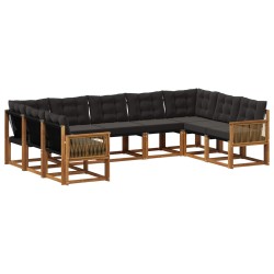Ensemble de canapés d'extérieur 9 pcs Naturel et noir 636591636591