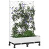 Bac de jardin avec treillis et roues Blanc 80 x 40 x 131,5 cm 636597636597