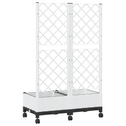 Bac de jardin avec treillis et roues Blanc 80 x 40 x 131,5 cm 636597636597