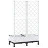 Bac de jardin avec treillis et roues Blanc 80 x 40 x 131,5 cm 636597636597