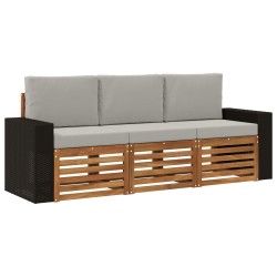 Ensembles de canapés avec coussin 3 pcs Bois d'Acacia Massif 636599636599