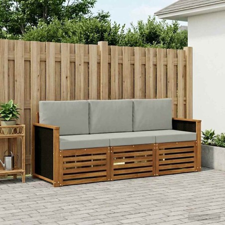 Ensembles de canapés avec coussin 3 pcs Bois d'Acacia Massif 636602636602