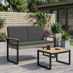 Banc extérieur Gris et Gris foncé 107 x 61 x 80 cm polyrotin 636609636609