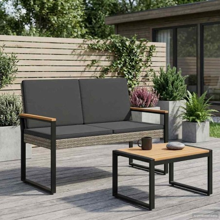 Banc extérieur Gris et Gris foncé 107 x 61 x 80 cm polyrotin 636609636609