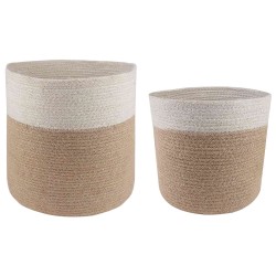 Ensemble de Pots à Plantes 2 pcs Naturel et Blanc Ø 28 x 28 cm 636614636614