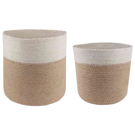 Ensemble de Pots à Plantes 2 pcs Naturel et Blanc Ø 28 x 28 cm 636614636614
