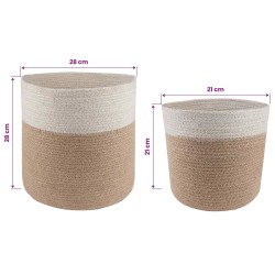 Ensemble de Pots à Plantes 2 pcs Naturel et Blanc Ø 28 x 28 cm 636614636614