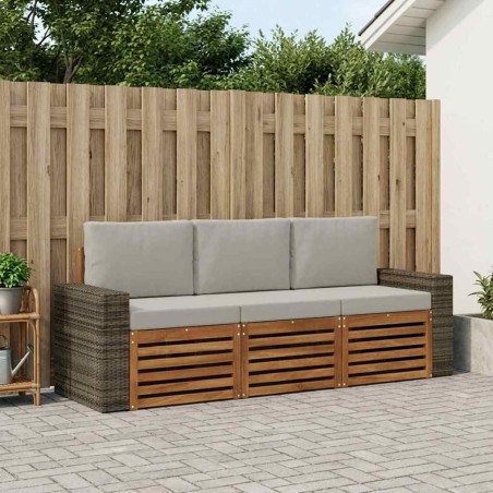 Ensembles de canapés avec coussin 3 pcs Bois d'Acacia Massif 636615636615