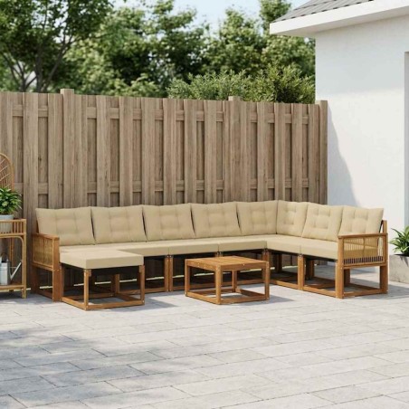 Ensemble de canapés d'extérieur 9 pcs Naturel et Beige 636626636626