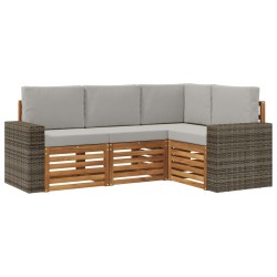 Ensembles de canapés avec coussin 4 pcs Bois d'Acacia Massif 636629636629