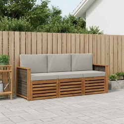 Ensembles de canapés avec coussin 3 pcs Bois d'Acacia Massif 636639636639