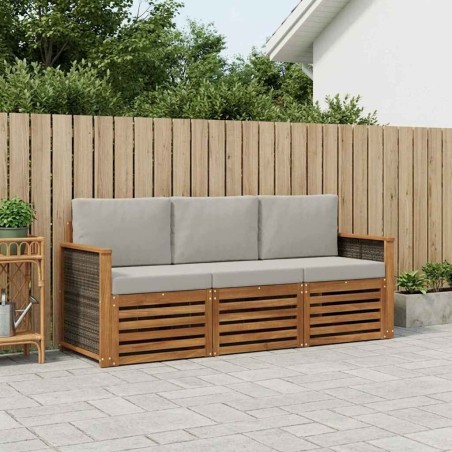 Ensembles de canapés avec coussin 3 pcs Bois d'Acacia Massif 636639636639