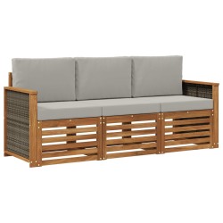 Ensembles de canapés avec coussin 3 pcs Bois d'Acacia Massif 636639636639
